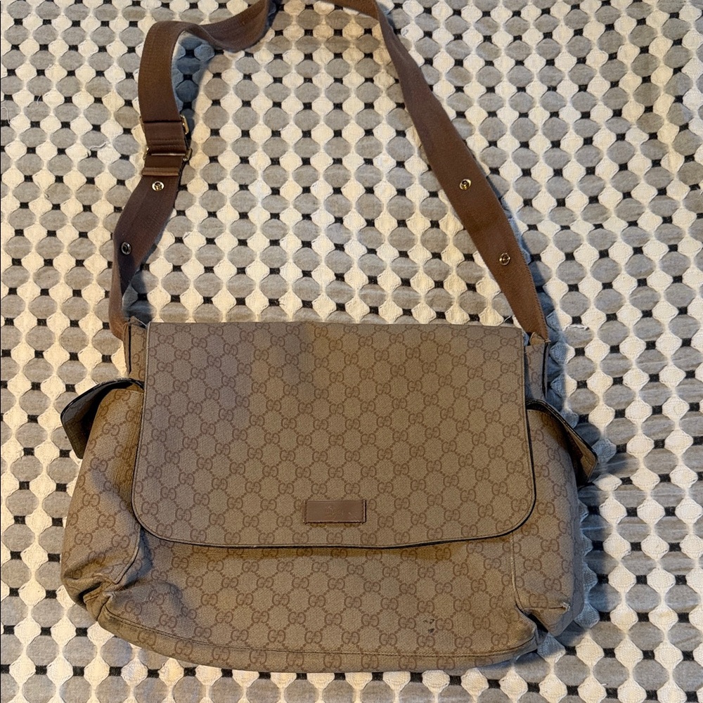 Gucci Brown GG Monogram Crossbody Messenger Bag